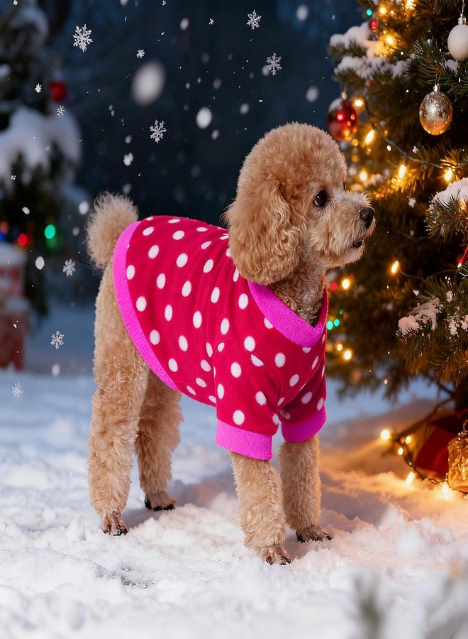 Rbenxia 2 Pieces Dog Fleece Sweaters Puppy Warm Sweater Doggie Sweatshirt Soft Fleece Dog Pajamas Puppy Clothes Winter Dogs Outfits for Small Dogs Cat Pets (Small, Leopard Print + Polka dots) - Image 5